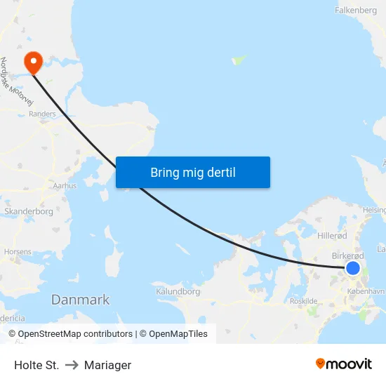 Holte St. to Mariager map