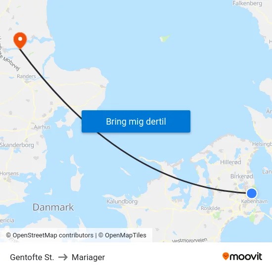 Gentofte St. to Mariager map