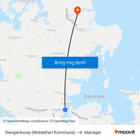 Slengeriksvej (Middelfart Kommune) to Mariager map