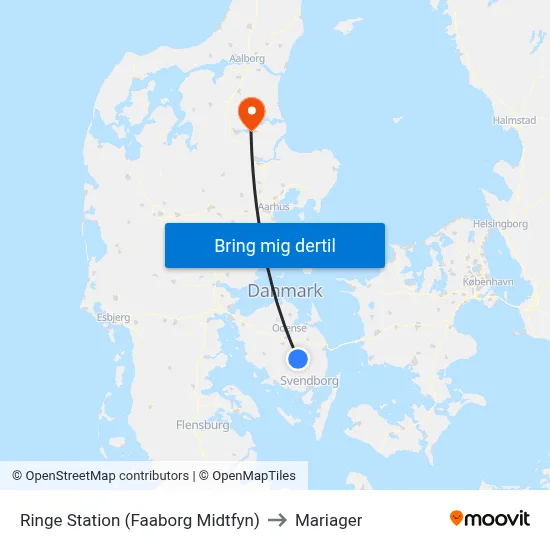 Ringe Station (Faaborg Midtfyn) to Mariager map