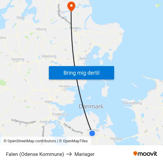 Falen (Odense Kommune) to Mariager map