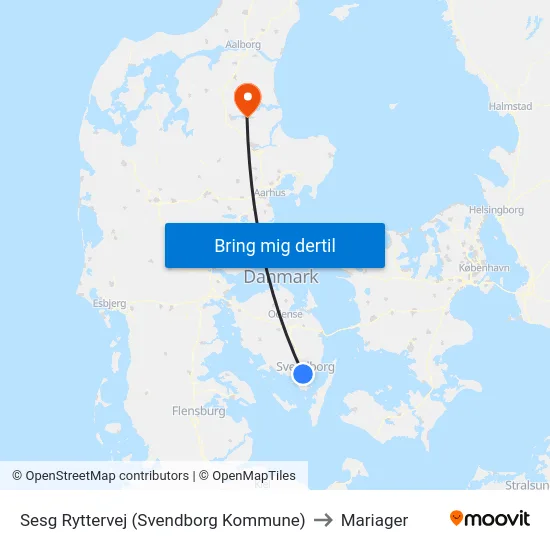 Sesg Ryttervej (Svendborg Kommune) to Mariager map