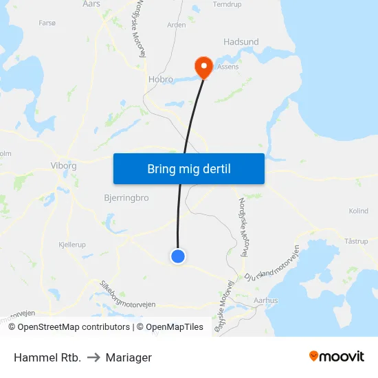 Hammel Rtb. to Mariager map