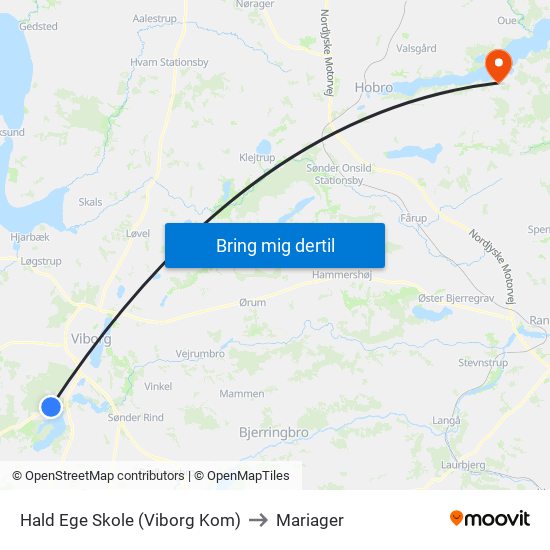 Hald Ege Skole (Viborg Kom) to Mariager map