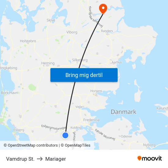 Vamdrup St. to Mariager map