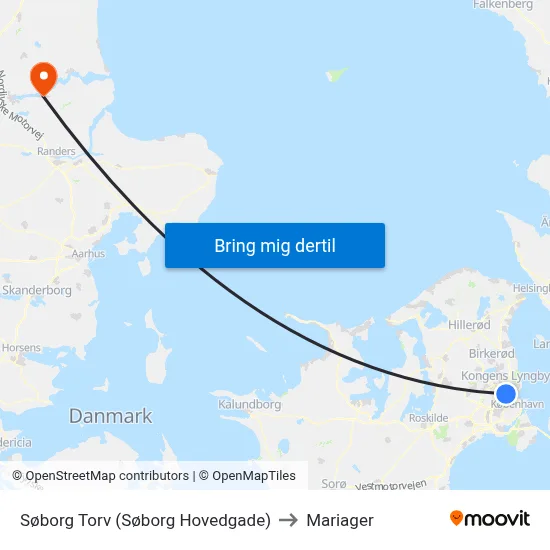 Søborg Torv (Søborg Hovedgade) to Mariager map