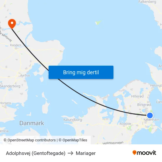 Adolphsvej (Gentoftegade) to Mariager map