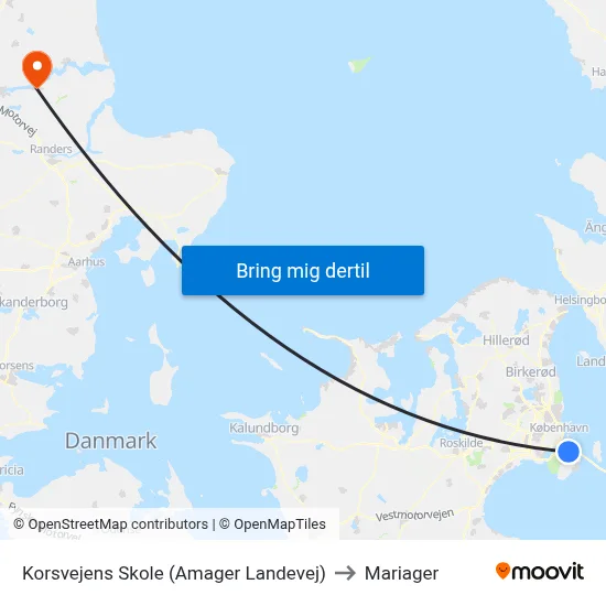 Korsvejens Skole (Amager Landevej) to Mariager map