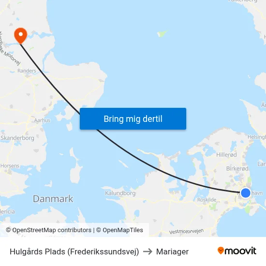 Hulgårds Plads (Frederikssundsvej) to Mariager map