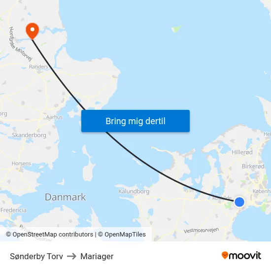 Sønderby Torv to Mariager map