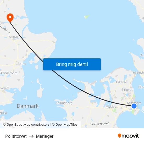 Polititorvet to Mariager map