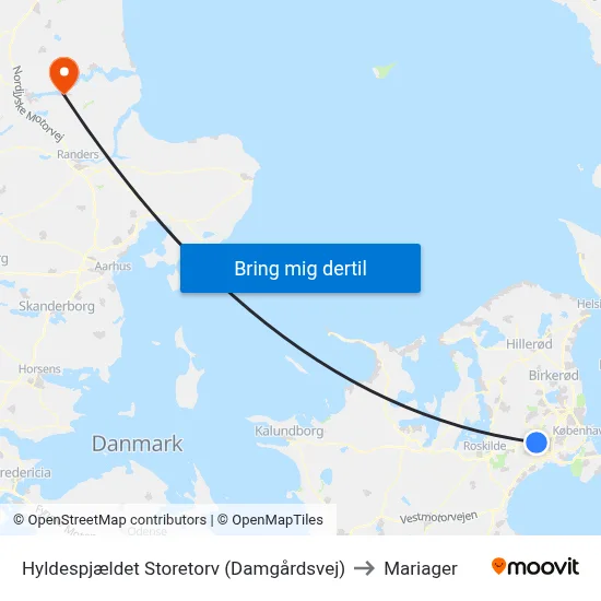 Hyldespjældet Storetorv (Damgårdsvej) to Mariager map