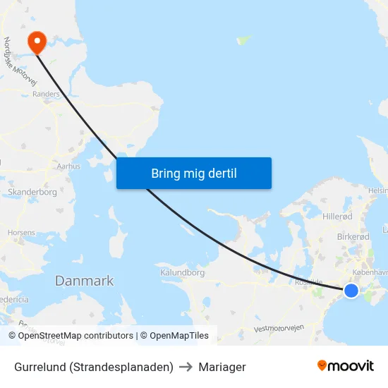 Gurrelund (Strandesplanaden) to Mariager map