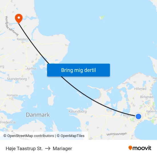 Høje Taastrup St. to Mariager map