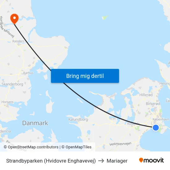 Strandbyparken (Hvidovre Enghavevej) to Mariager map