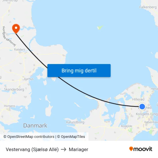 Vestervang (Sjælsø Allé) to Mariager map