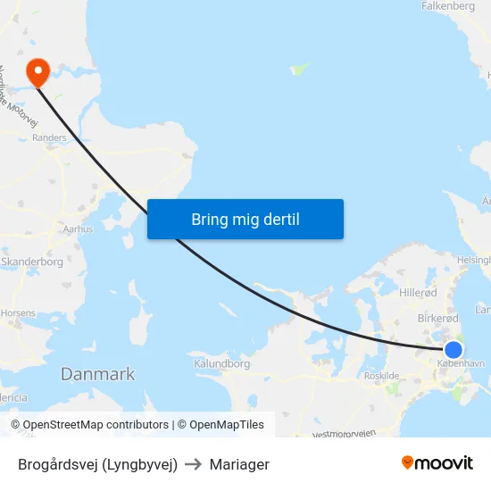 Brogårdsvej (Lyngbyvej) to Mariager map