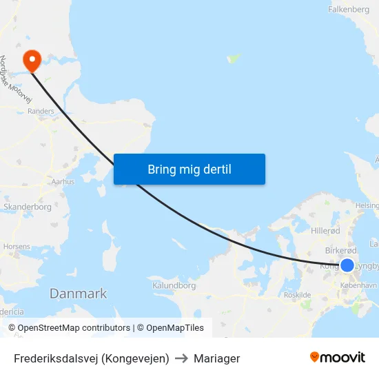 Frederiksdalsvej (Kongevejen) to Mariager map