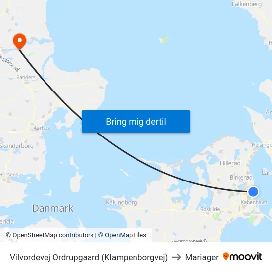 Vilvordevej Ordrupgaard (Klampenborgvej) to Mariager map