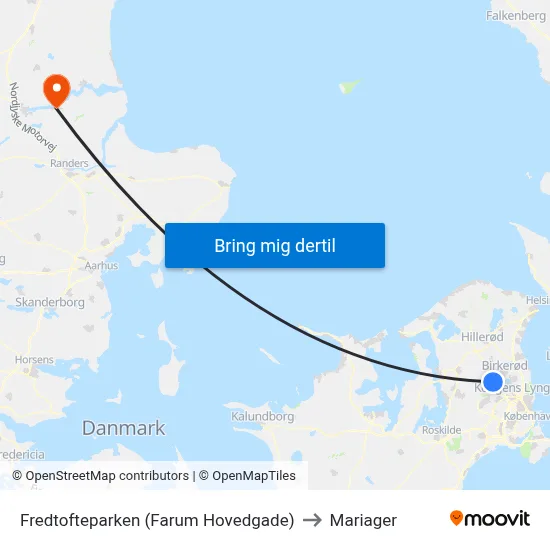 Fredtofteparken (Farum Hovedgade) to Mariager map