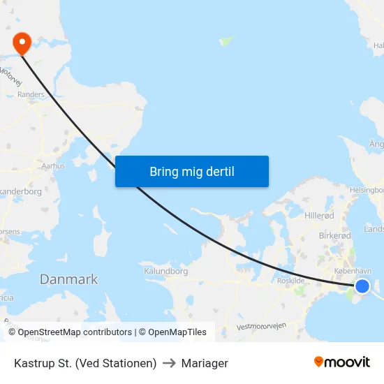 Kastrup St. (Ved Stationen) to Mariager map