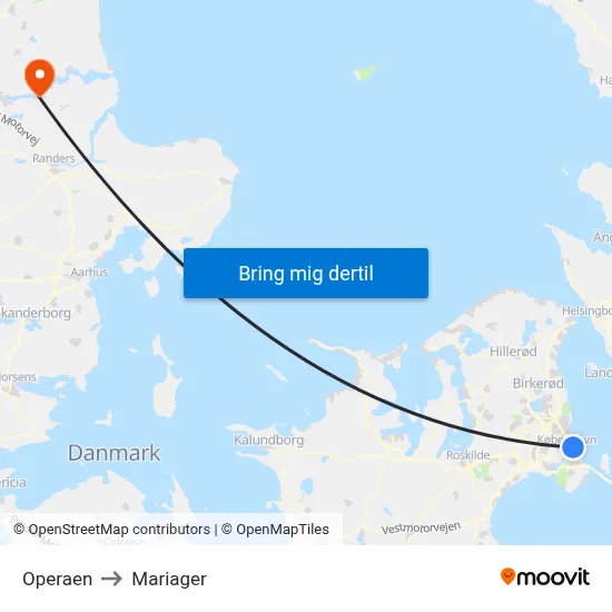 Operaen to Mariager map