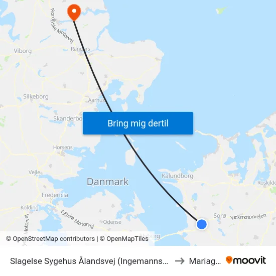 Slagelse Sygehus Ålandsvej (Ingemannsvej) to Mariager map