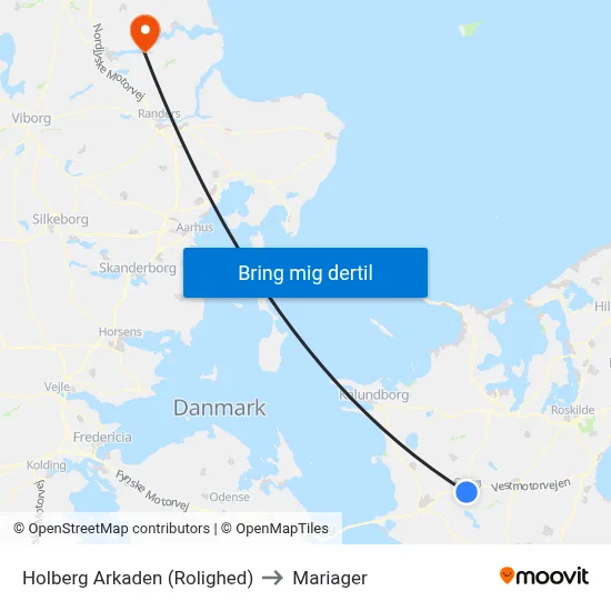 Holberg Arkaden (Rolighed) to Mariager map