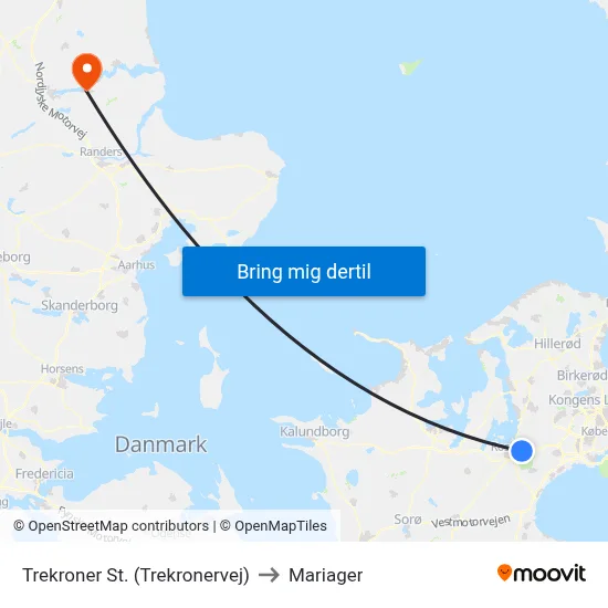 Trekroner St. (Trekronervej) to Mariager map