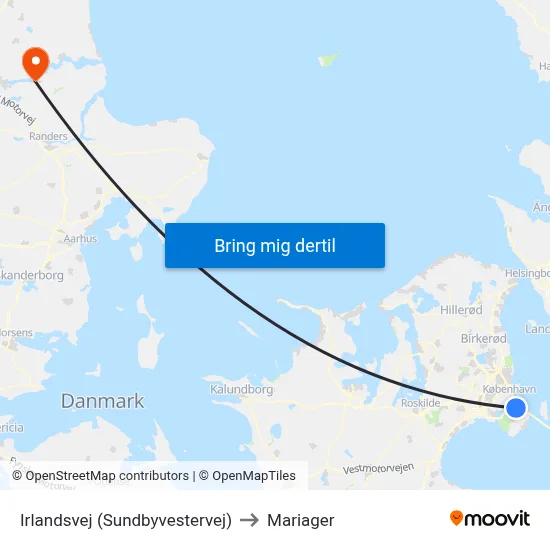 Irlandsvej (Sundbyvestervej) to Mariager map