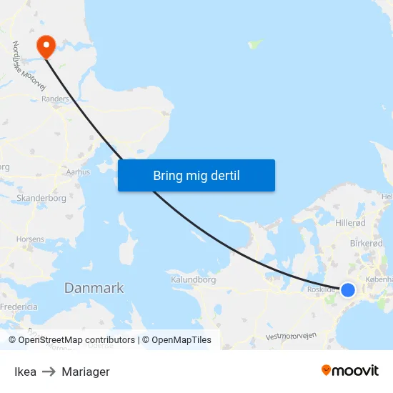 Ikea to Mariager map