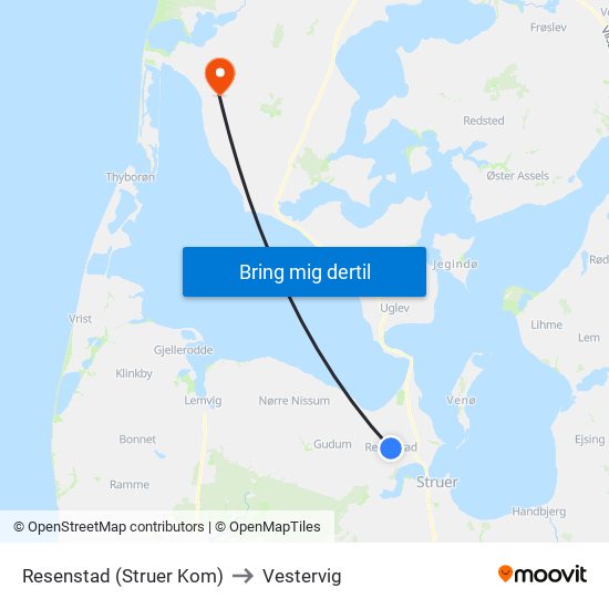 Resenstad (Struer Kom) to Vestervig map