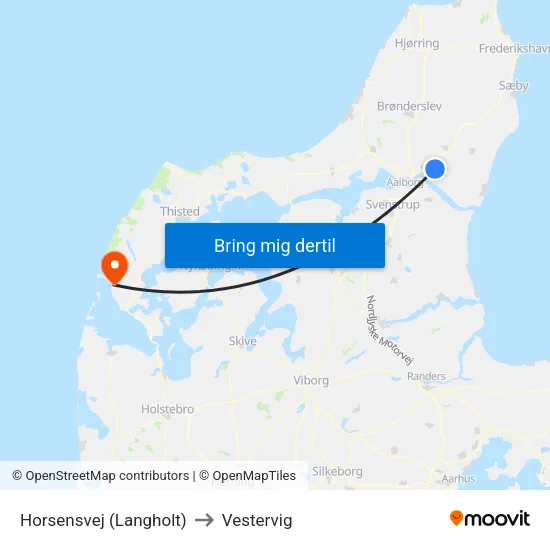 Horsensvej (Langholt) to Vestervig map
