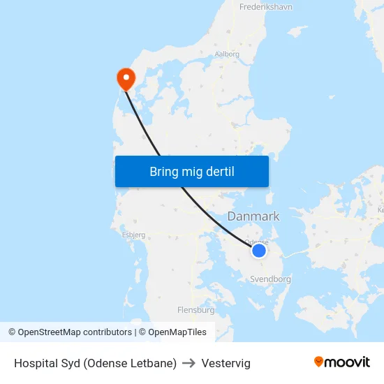 Hospital Syd (Odense Letbane) to Vestervig map