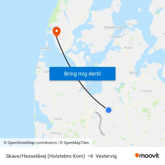 Skave/Hesselåvej (Holstebro Kom) to Vestervig map