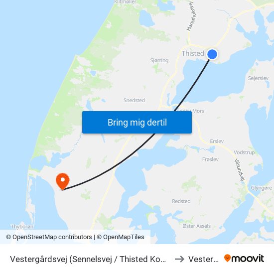 Vestergårdsvej (Sennelsvej / Thisted Kommune) to Vestervig map