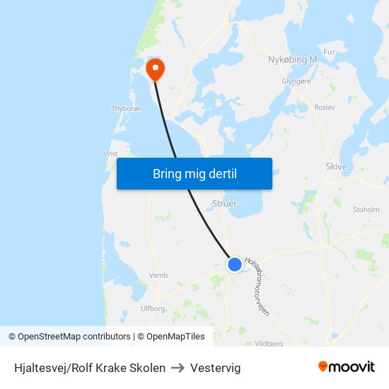 Hjaltesvej/Rolf Krake Skolen to Vestervig map