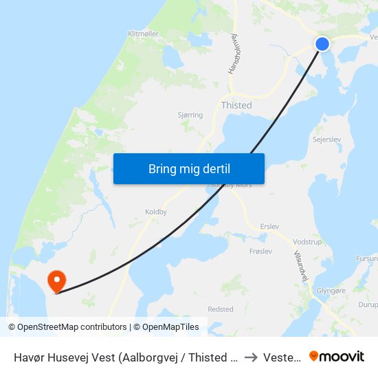 Havør Husevej Vest (Aalborgvej / Thisted Kommune) to Vestervig map