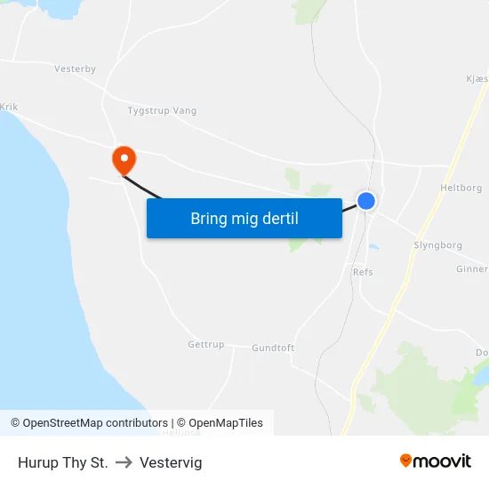 Hurup Thy St. to Vestervig map