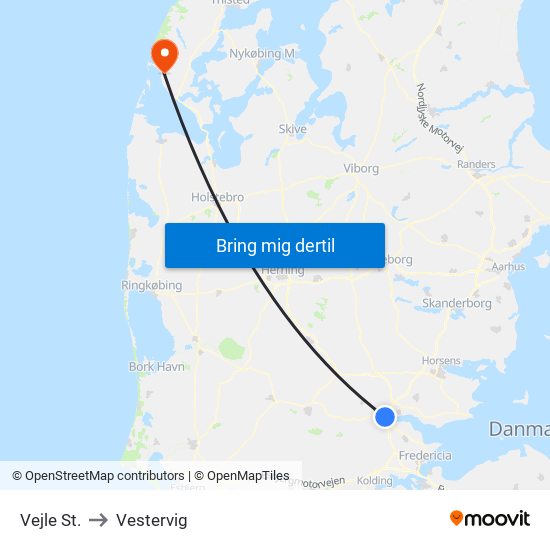 Vejle St. to Vestervig map