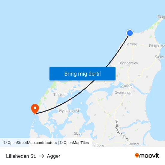 Lilleheden St. to Agger map