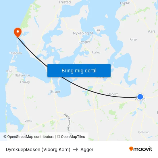 Dyrskuepladsen (Viborg Kom) to Agger map