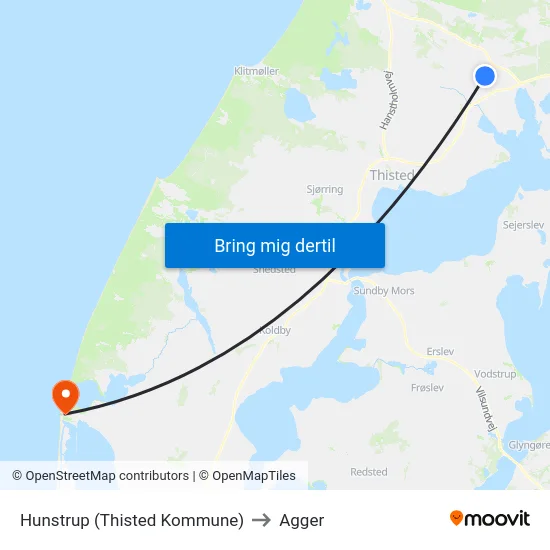 Hunstrup (Thisted Kommune) to Agger map