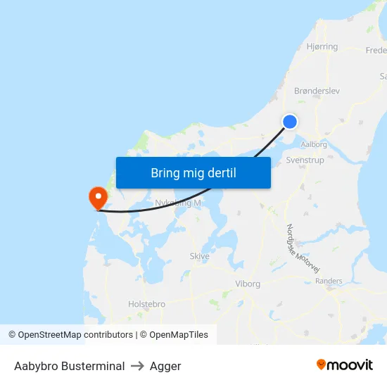 Aabybro Busterminal to Agger map