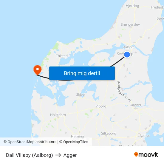 Dall Villaby (Aalborg) to Agger map