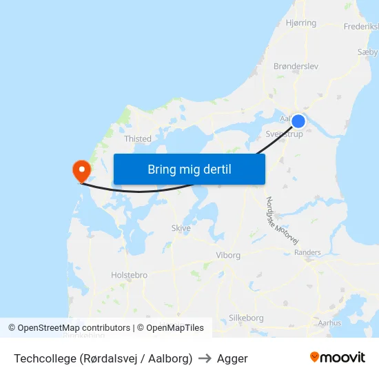 Techcollege (Rørdalsvej / Aalborg) to Agger map