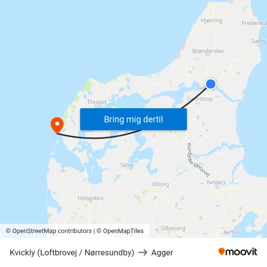 Kvickly (Loftbrovej / Nørresundby) to Agger map
