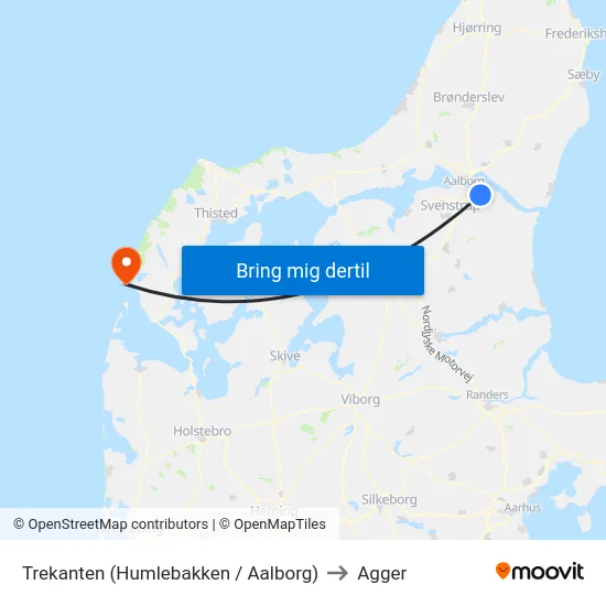 Trekanten (Humlebakken / Aalborg) to Agger map