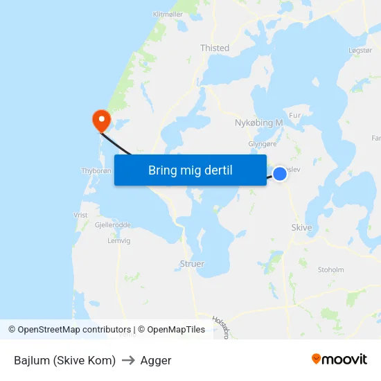 Bajlum (Skive Kom) to Agger map