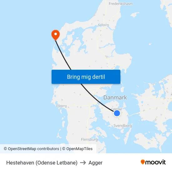 Hestehaven (Odense Letbane) to Agger map